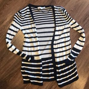 XS LOFT navy and cream cardigan